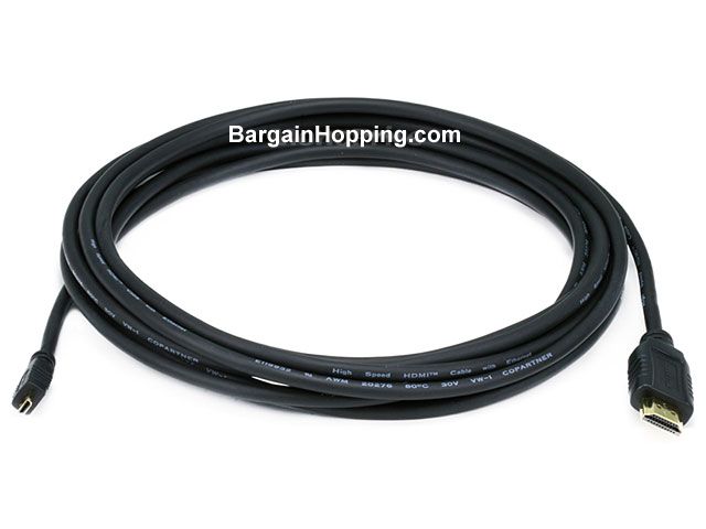 15FT 34AWG Standard Speed w/ Ethernet Micro-HDMI (Type D) to HDM